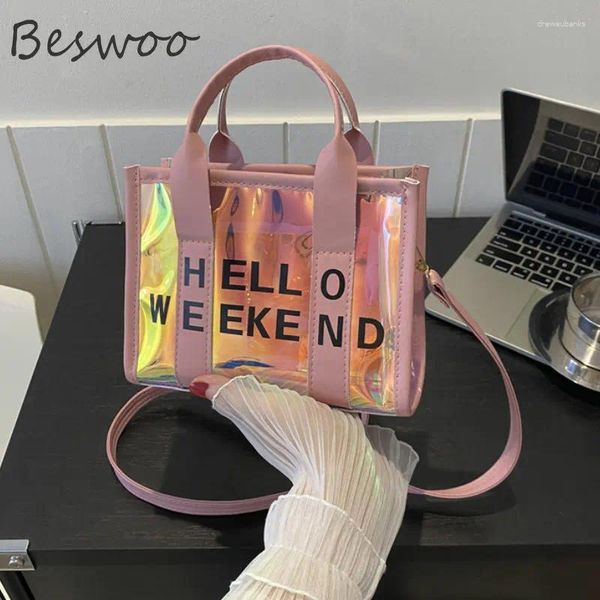 Sacs de soirée Trend 2024 Sac à bandoulière Femmes PVC Lettres transparentes Femelle Crossbody Fashion Gelés Bourses pour femmes Small Designer Hands Sacs