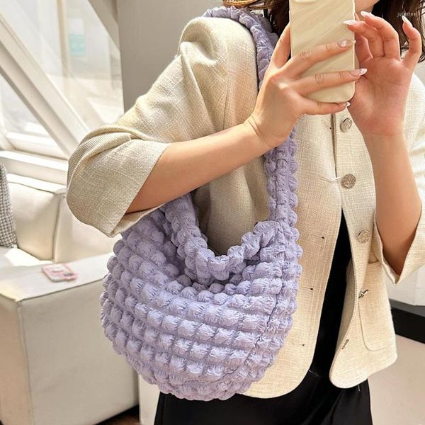 Bolsos de noche tendencia tela de nailon diseño de burbujas lado del hombro para mujer 2023 bolsos a cuadros de moda y monedero mujer Casual bolso de viaje