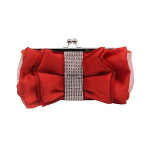 Sacs de soirée à la mode bowknot soie sac de soirée diamante diamants cristal strass pochette pour la fête de mariage réunion annuelle HKD230821