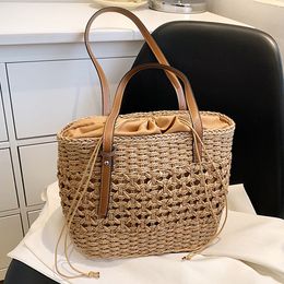 Sacs de soirée à la mode sacs de paille pour femmes été plage épaule sac en osier tissé rotin sac fourre-tout à la main sac à main bohême sac à main bolsos 230801