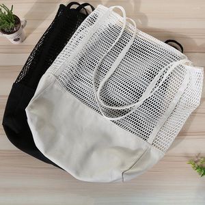 Sacs de soirée Femmes à la mode Eco Friendly Cotton Canvas Bag Sac Black Mesh Shopper Tote Ladies Summer Net épaule