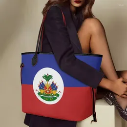 Bolsos de noche dosheartsgirl moda de la bandera de la bandera de la bandera de Haití hombro hombro de gran capacidad saco para viajar los bolsos portátiles de la dama PU