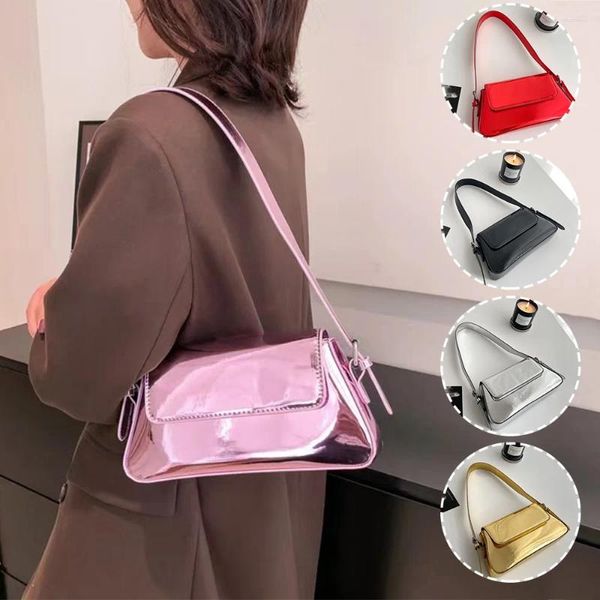 Bolsas de noche Bolsa de axila para mujer 2023 Moda francesa Laca Láser Estilo occidental Moda Todo fósforo Ins Hombro Axila Bolso