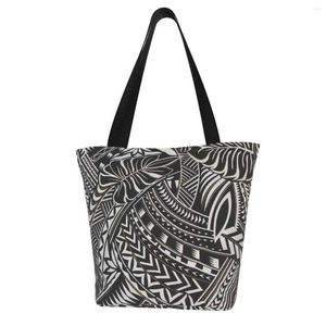 Bolsos de noche de diseño único, bolso de mano con pintura polinesia para mujer, bolso de hombro de viaje de compras, bolso de mano de lino ecológico de gran capacidad