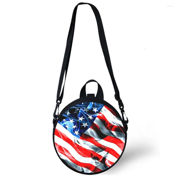 Sacs de soirée USA drapeau américain enfant maternelle sac 3D impression bandoulière épaule pour l'école femmes mini sacs à dos ronds rugtas