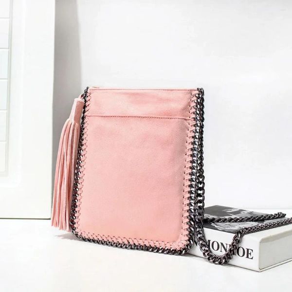 Bolsas de noche Vegan PU Cuero Crossbody Sling Bag Mujeres Diseñador de lujo Cadena de moda Borla Hombro Femenino Casual Vintage Messenger