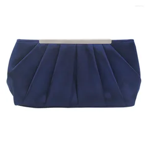 Bolsos de noche Vintage azul satinado para mujeres pequeños embragues 2024 clásico de moda bolso de hombro con cadena crossbody bolsos de fiesta de graduación