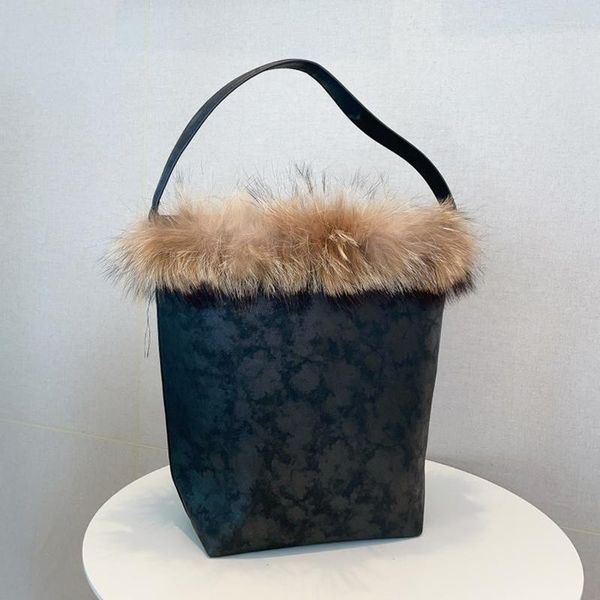 Sacs de soirée Vintage seau composite sous-bras pour femmes sac à main de luxe et sac à main 2023 en cuir PU peluche dames épaule