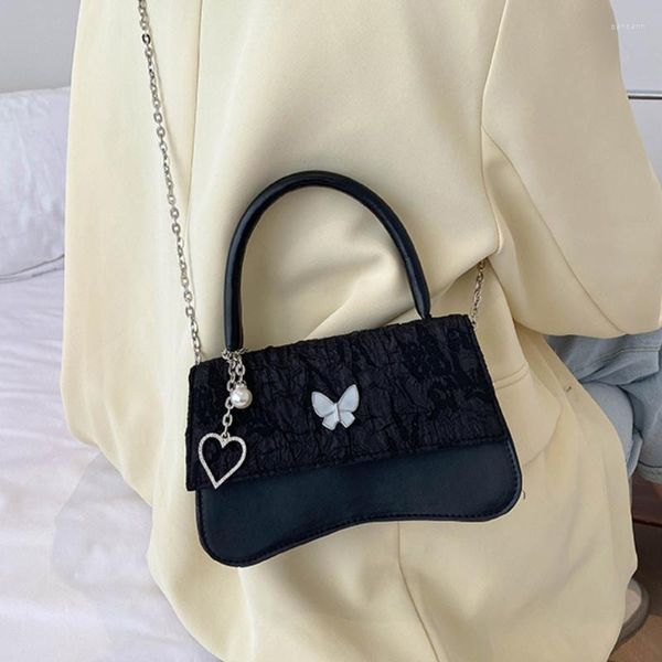 Bolsos de noche Vintage mariposa mujer hombro bandolera cadena de amor señoras pequeño embrague monedero bolsos moda solapa mensajero femenino