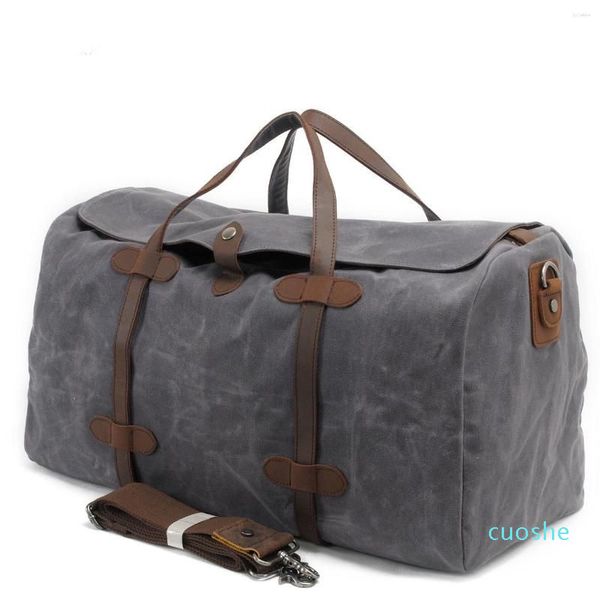 Bolsas de noche Vintage Lona Hombres Messenger Cuero Cuero de vaca Bolso de hombre Casual Crossbody Maletín impermeable Viajando Tote grande