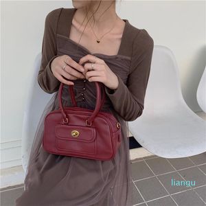 Bolsas de noche Diseño vintage Mujeres Red Tote Crossbody Bolsa Color Sólido Damas Cuadrado Hombro PU Cuero Mujer Embrague Bolsos Bolsos