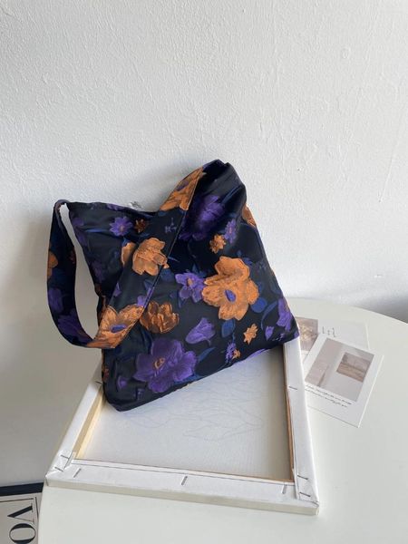 Bolsos de noche Moda vintage Flores moradas Bolso de hombro para mujer Bolsos para mujer Monederos