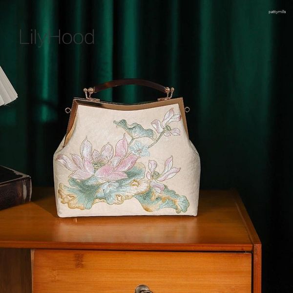 Sacs de soirée Vintage Floral Broderie Taille Moyenne Kisslock Sac À Main Rétro Chic Chinois Traditionnel Bal Mobile Téléphone Sling Sac Latéral