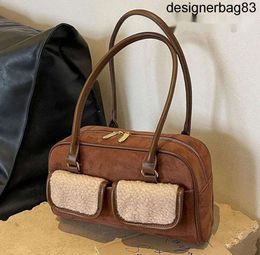 Sacs de soirée Vintage en cuir mat femmes épaule grande capacité hiver dames en peluche sous les bras sac faux daim femme fourre-tout sacs à main