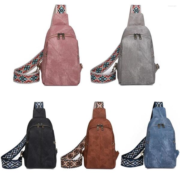 Sacs de soirée Vintage PU Cuir Bandoulière Sling Femmes Mode Polyvalent Sangle De Guitare Fanny Packs Femme Casual Simple Vegan Chest Bag