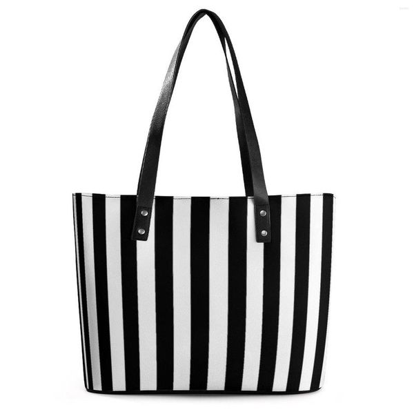Sacs de soirée Vintage rayé imprimé sacs à main noir blanc rayures verticales extérieur sac fourre-tout femmes Streetwear épaule concepteur main