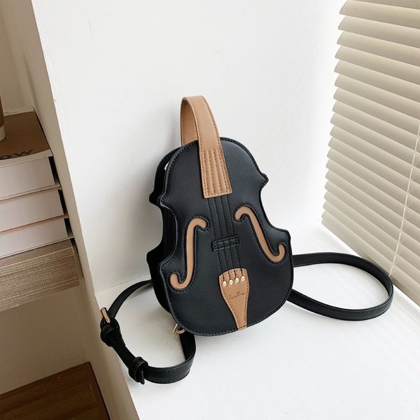 Bolsas de noche Forma de violín PU Cuero Mochilas pequeñas para mujeres Piano creativo Bolso cruzado femenino Hilo de coser Bolso de hombro de moda para mujer 230912