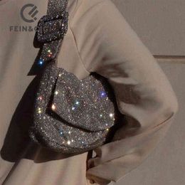 Sacs de soirée Vrouwen Avondtasje Sparkly Strass Purse Designer Zachte Riem Handel Pochette Party Prom Bruiloft Schoudertas 22253V