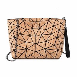 Avondtassen W639 KANDRA Ketting Diamant Geometrische Kurk Schoudertas Vervorming Emmer Vrouwen Onregelmatige Vouwen Crossbody Bolsas 230727