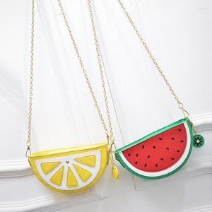 Bolsas de noche en la sandía en forma de naranja Cadena de frutas de embrague Messenger Crossbody para mujeres.