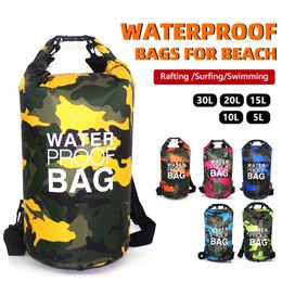 Avondtassen Waterdichte Dry Bag 30L 20L 15L 10L 5L Voor Kayak Zwemmen Trekking Varen Drijvende Gymtassen Strandaccessoires Raftingtas XAZ9 230720