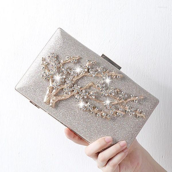 Bolsos de noche para mujer, elegantes bolsos de mano para fiesta de boda, bolsos de mano con diamantes de imitación geométricos de lujo a la moda, cadena de hombro para mujer