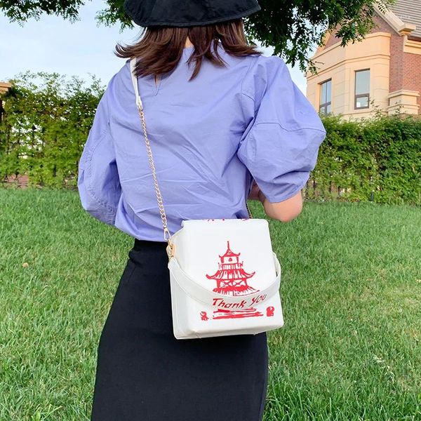 Sacs de soirée Weysfor Boîte à emporter chinoise Sac à bandoulière Sac à main Pu Cuir Femmes Sac à main Mode Épaule Chaîne Embrayage pour fille fourre-tout