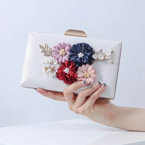 Sacs de soirée blancs pour femmes sacs de mariée de créateur de bains de bourse de fleur sacs à main sac de mode portable