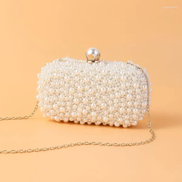 Bolsas de noche Pearl White Bridal Clutch 2024 Bolso de boda Mini Mini Purso Luxury Party Cadena Bolso de hombro B519