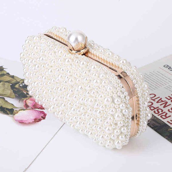 Sacs de soirée White Pearl Wedding Clutch Bag Party Purse and Handbag Women's Evening Bag Luxury Design Chain Shoulder Bag Zd1833 220321