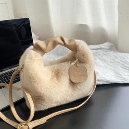 Sacs de soirée Hiver Mode Fausse Fourrure Sac Femme Laine Riz Boîte En Peluche Sac À Main Bandoulière PU Sacs À Bandoulière Personnalisés sac 231118