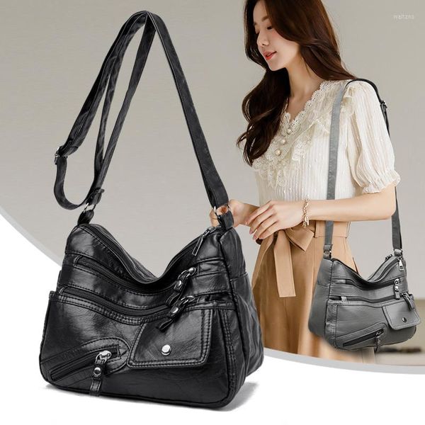 Bolsos de noche para mujer 2023, bolsos y bolsos de lujo de cuero suave de alta calidad, bolso de mujer, bolso de diseñador con múltiples bolsillos, bandolera para