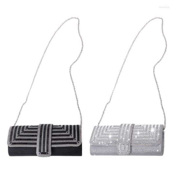 Bolsos de noche, bolso de mano para mujer, bolso de mano Retro con diamantes de imitación de cristal, bandolera brillante, bolso para banquete de boda