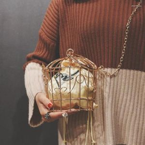 Sacs de soirée Sac d'oiseau pour femmes Crame d'embrayage Cadre en métal broderie Bodet oiseau Cage mini sac à main Gold Sac à main