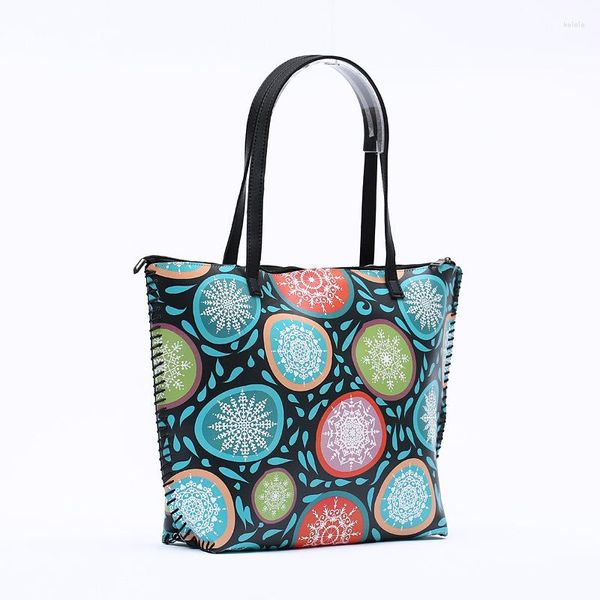 Bolsos de noche Bolso de compras de hombro de cuero de PU de estilo nacional para mujer Bolso de moda de almacenamiento hecho a mano para mujer