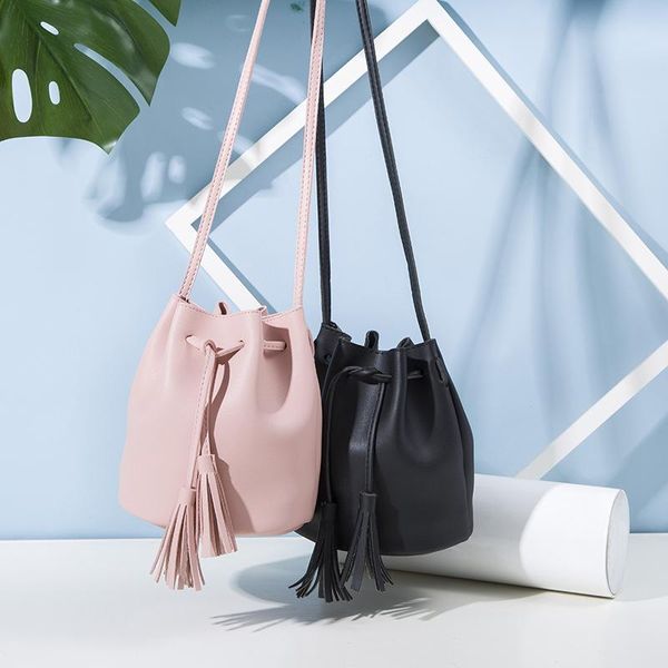 Bolsos de noche Bolso pequeño con cordón y borlas para mujer, bandolera de hombro, bolsos para niñas, color negro y azul