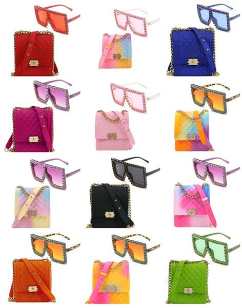 Sacs de soirée lunettes de soleil pour femmes sacs à main JELLY sacs à main ensemble mode sac à bandoulière conçu pour dames Style en gros FEMMES FOURRE-TOUT