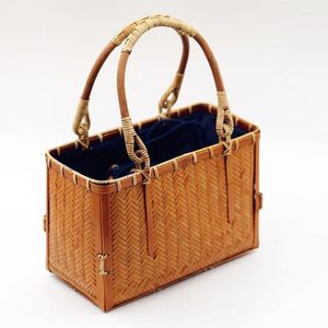 Bolsos de noche para mujeres bambú de bolso mango de madera de madera