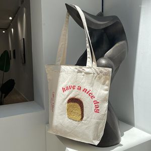 Avondtassen Vrouwen Canvas Schoudertas Toast Ontwerp Boeken Vrouwelijke Katoenen Doek Winkelen Eco Handtas Tote Herbruikbare Kruidenier Shopper