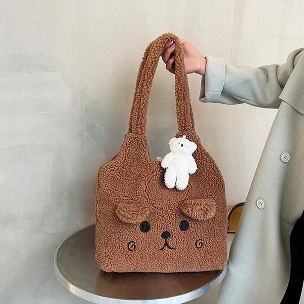 Sacs de soirée femmes sac décontracté grande capacité en peluche Shopping moelleux automne hiver Kawaii dessin animé ours doux 3D oreilles pour filles femme