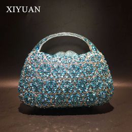 Sacs de soirée Femmes Champagne/bleu couleur pierre sacs de soirée sacs à main et sacs à main de mariage dîner cristal fleur pochettes Minaudiere sac T231214