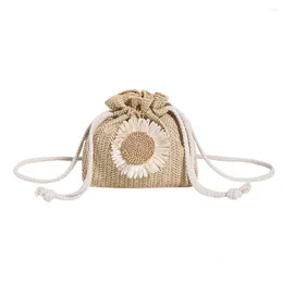 Sacs de soirée Femmes Sac crossbody Sac Summer plage Paille Fashion Embrayage Grand trache-cordon tissé messager à fleur solide tricotée