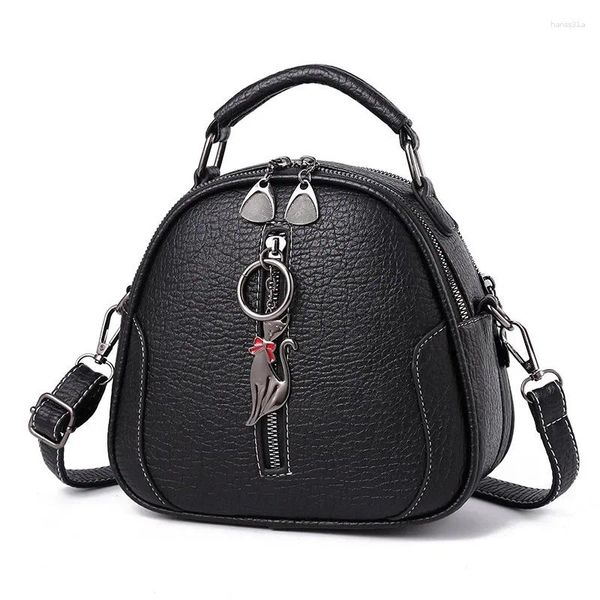 Bolsos de noche Mujeres Crossbody Hombro Color sólido Cremallera larga Bolsa de mensajero de cuero Mujer Pequeño diseño redondo Titular del teléfono Bolso Bolso