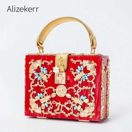 Bolsas de noite femininas, caixa de cristal, bolsas de noiva, bolsas de embreagem de diamante vermelho e tiracolo de designer de luxo para festa de casamento 230427