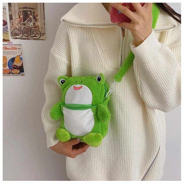 Sacs de soirée Femmes Mignon Dessin animé Sac à bandoulière Enfants Anniversaire Poupée Téléphone portable Fille Grenouille Peluche Bandoulière