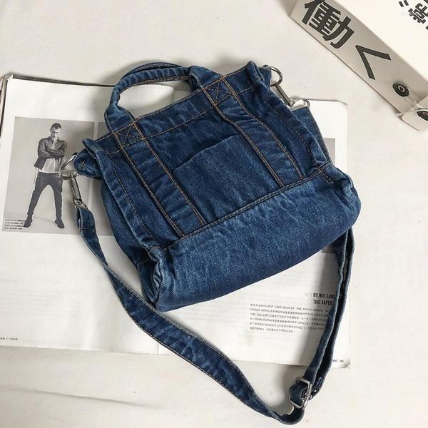 Bolsos de noche para mujer, bolso cruzado de tela vaquera, bolso informal para mujer, bolso de tela vaquera suave, bolso Vintage de moda de Color sólido con cremallera para estudiante