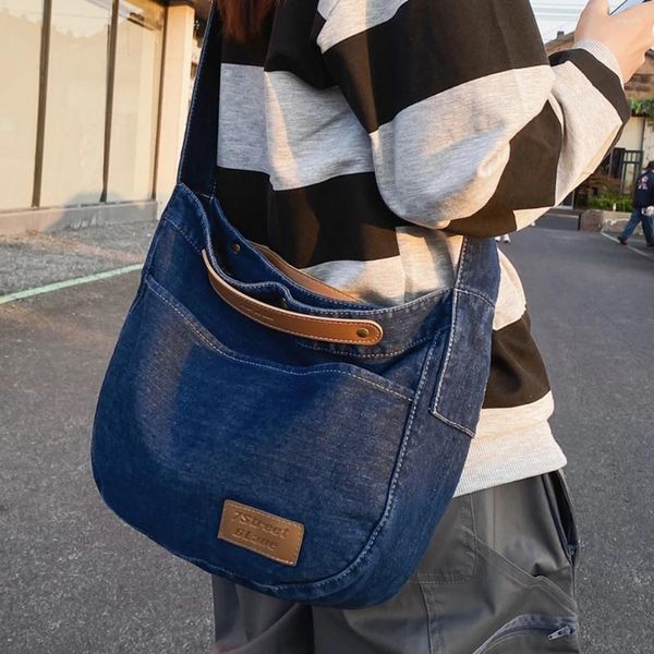 Sacs de soirée Femmes Denim Mode Sac à bandoulière Léger Polyvalent Épaule Grande Capacité Jean Satchel Casual Femme Messenger