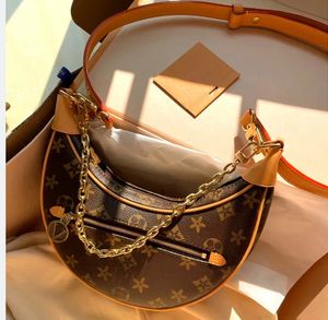 Avondtassen vrouwen ontwerper halve maan handtas schouder luxe portemonnees vintage monogrammen ketting onderarm stokbrood tas bedrukte hoornvorm crossbody