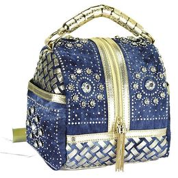 Avondtassen vrouwen diamanten strass pu lederen demin patchwork handtas dames casual schoudertas messenger mode crossbody