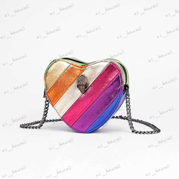 Bolsos de noche Mujeres Águila Corazón Arco Iris Bolsas PU Cadenas de cuero Pequeño bolso cruzado Diseñadores de lujo Reino Unido Pequeño bolso de embrague Diamante Mini bolso T231214